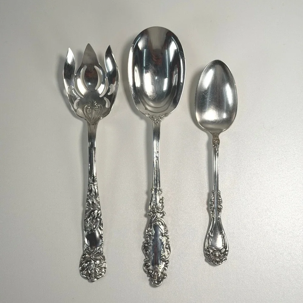 Lot of Silver Plated Serving Utensils Spoon Salad Fork Italy Gorham WM A Rogers